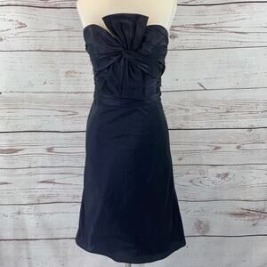 Amsale navy royal blue metallic finish strapless